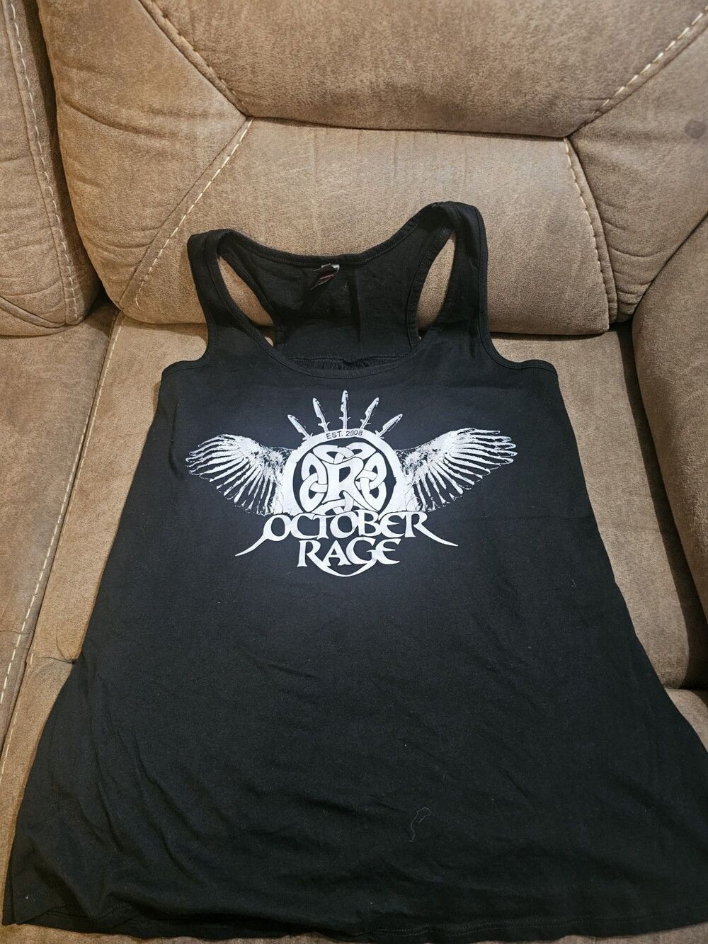 Black Graphic Rock Sleeveless Tank Top Women's Large
